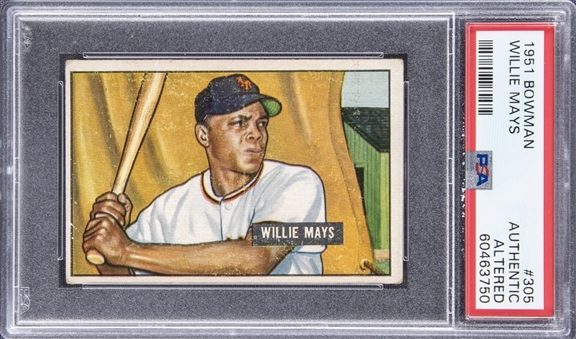 1951 Bowman #305 Willie Mays Rookie Card - PSA Authentic (Altered)